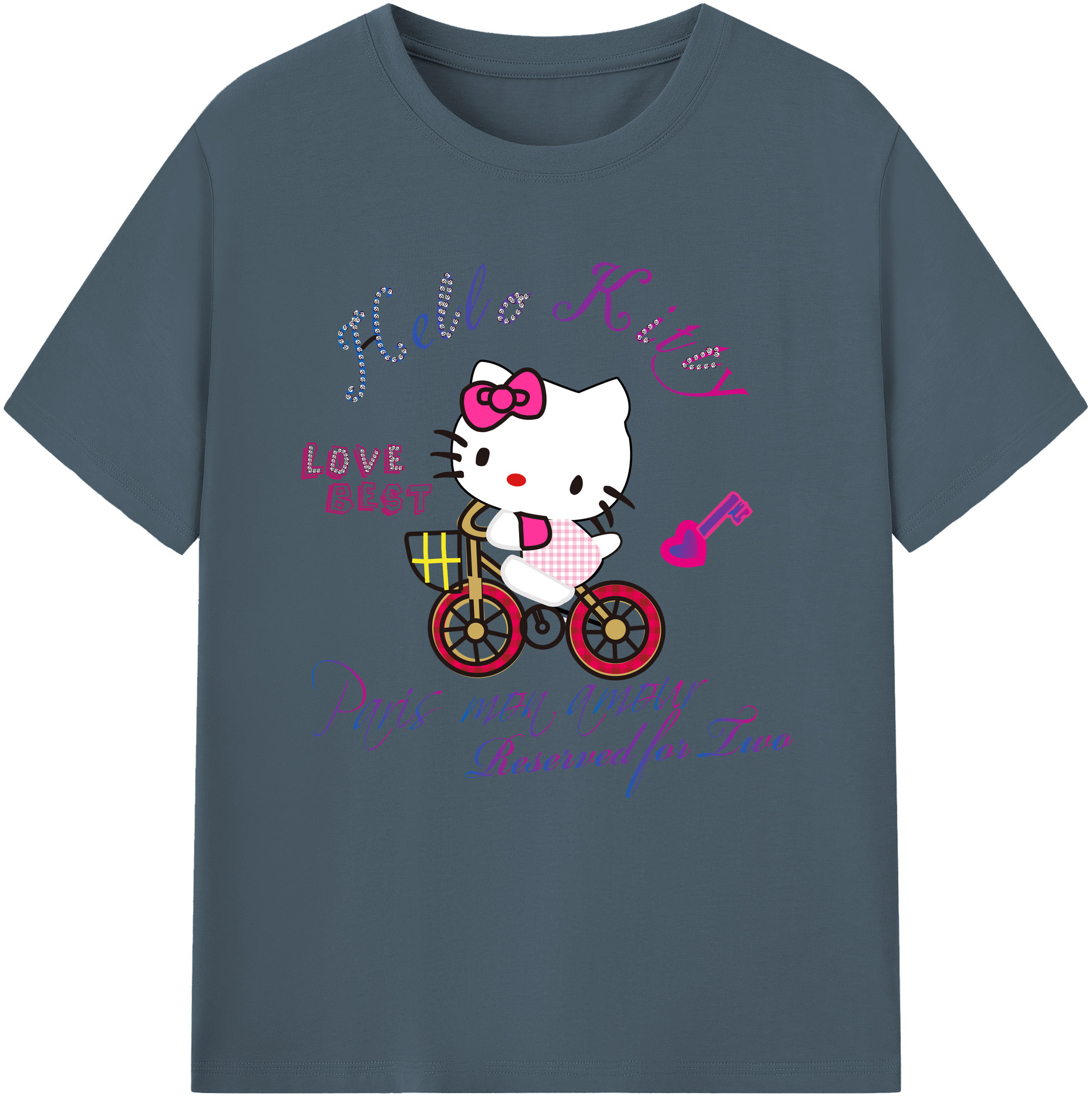 （画像用） Hello Kitty ハローキティ 綿100％半袖Tシャツ（フロントプリント）